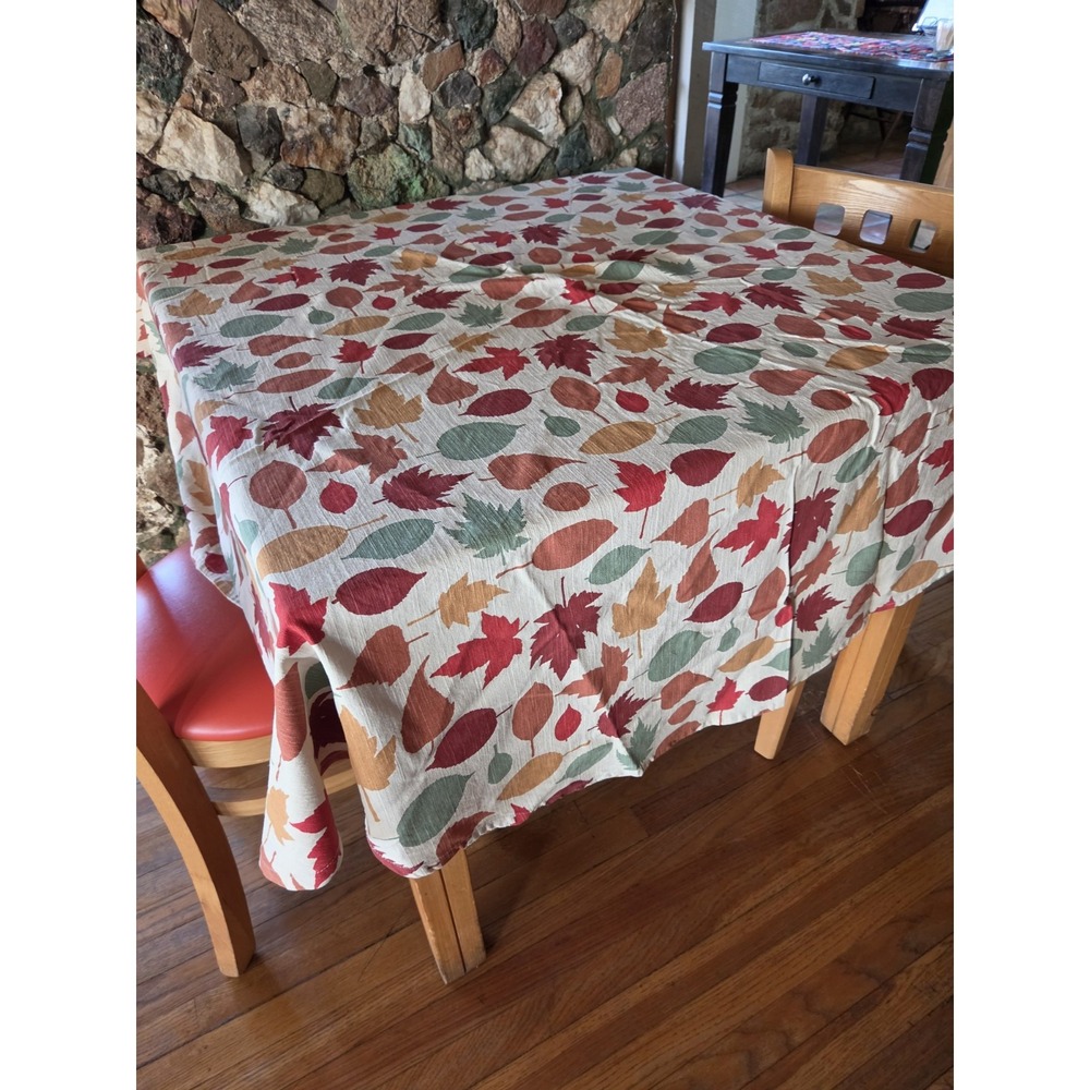 Threshold 66 Round Tablecloth Fall Leaves Thanksgiving Cotton